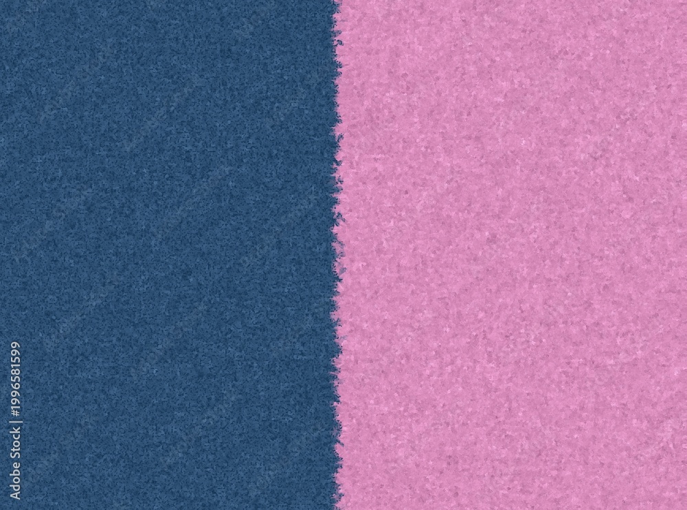 Fototapeta premium Textured split design in deep blue and soft pink with rough natural dividing edge