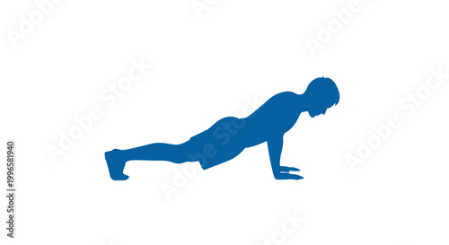 Woman Doing Push Up Exercise Silhouette.