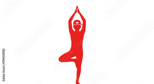 Red Silhouette of Woman Practicing Yoga.