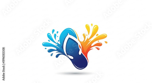 Vibrant whisk icon with colorful splash kitchen utensil symbol blue and orange hues on white background