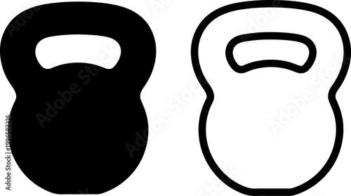 black and white kettlebell flat design vector illustration