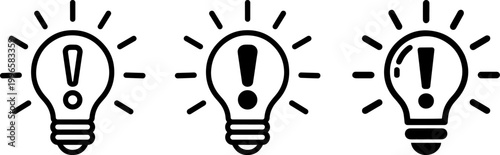 three light bulbs evolving into brain idea vector illustration