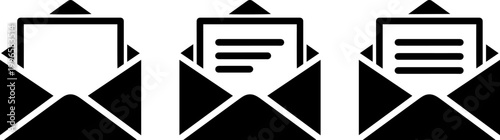 three email notification envelopes with stars flat design vector illustration