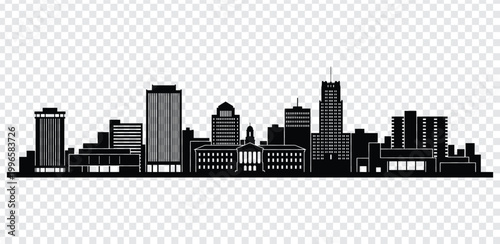 Black and white city skyline silhouette