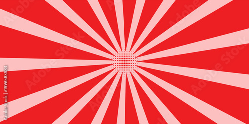 Candy color sunburst background. Abstract pink cream sunbeams design wallpaper. Colorful spinning lines for template, banner, poster, flyer. Sweet rotating cartoon swirl or whirlpool. Vector backdrop