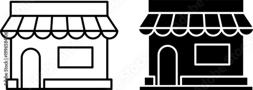 cafe storefront flat design vector illustration with awning