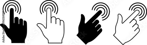 four hands pointing at wifi signals vector illustration