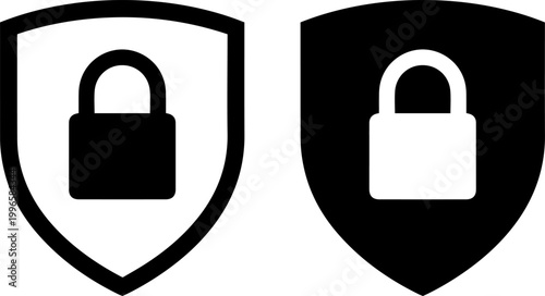 shield with padlock security protection flat design vector illustration