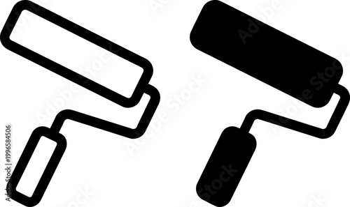 two paint roller brushes flat design vector illustration