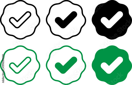 checkmark icons set in flat design vector illustration
