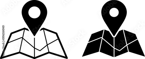 two location pins reading open book flat design vector illustration