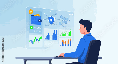 Man analyzing financial data on a digital interface