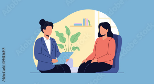 Counseling session two women discuss issues support communication concept