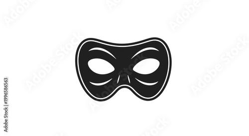 Black Venetian Style Eye Mask Illustration.