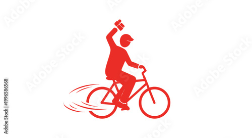 Man Riding Bicycle and Holding Megaphone.