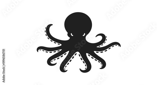 Tableau sur toile Black Silhouette of an Octopus.