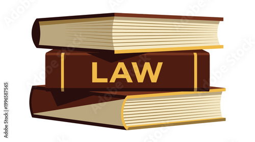 Stack of Three Brown Hardcover Law Books for Legal Justice Education and Attorney Services Concept