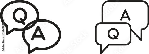 Question answer icon set collection group, FAQ help support symbol, ask reply communication sign, information dialog chat bubble flat line glyph outline vector isolated on white background.