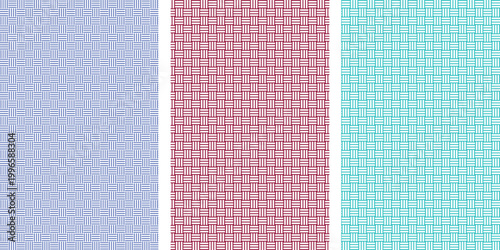 Seamless geometric woven pattern background set