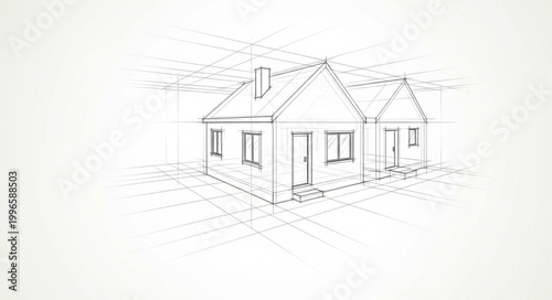 Architectural Sketch of a Small Residential House.