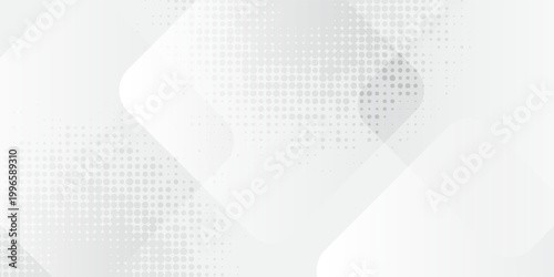 Abstract White and Light Grey Background with Soft Halftone Dot Pattern, Modern Minimalist Geometric Tech Backdrop, Professional Clean Vector for Business Presentation and Web Banner