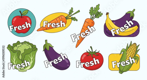 Assorted Fresh Fruits and Vegetables Collection.