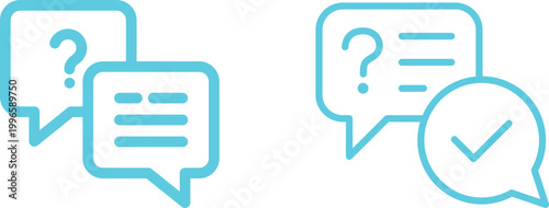 Question answer icon set collection group, FAQ help support symbol, ask reply communication sign, information dialog chat bubble flat line glyph outline vector isolated on white background.