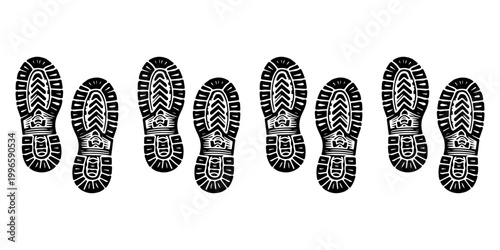 footprint shoe sole tracking path on transparent background, shoe footprint path vector illustration