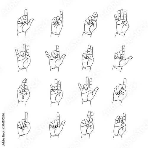 various hand gestures design vector illustration