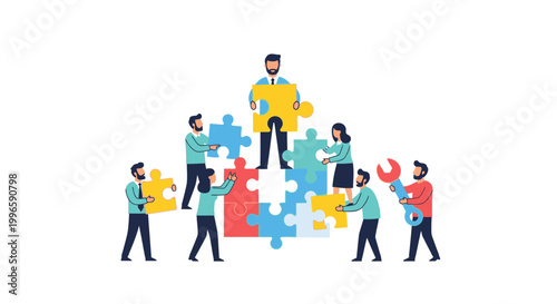 People Working Together Puzzle Team.