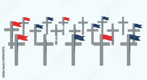 Gray Cross Grave Markers.