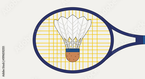 Badminton Shuttlecock and Tennis Racket Net - Sport Concept