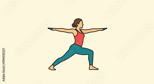 Woman practicing yoga warrior pose