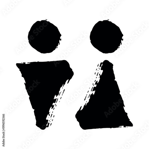 Hand drawn female and male gender identity sign Girls and boys Man and woman pictogram Lady and gentleman for restroom, toilet, washroom, lavatory, closet, WC, bathroom, door sticker