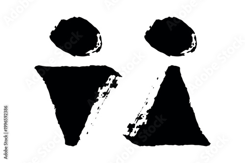 Hand drawn female and male gender identity sign Girls and boys Man and woman pictogram Lady and gentleman for restroom, toilet, washroom, lavatory, closet, WC, bathroom, door sticker