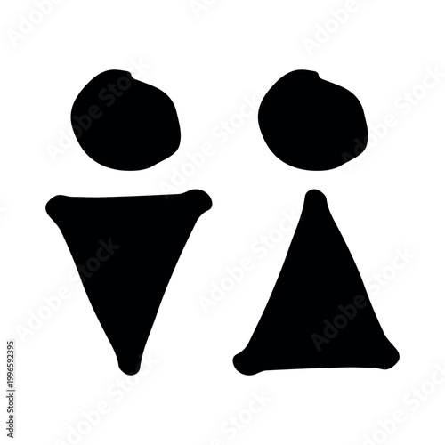 Hand drawn female and male gender identity sign Girls and boys Man and woman pictogram Lady and gentleman for restroom, toilet, washroom, lavatory, closet, WC, bathroom, door sticker