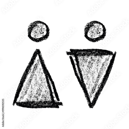 Hand drawn female and male gender identity sign Girls and boys Man and woman pictogram Lady and gentleman for restroom, toilet, washroom, lavatory, closet, WC, bathroom, door sticker