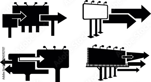 Minimalist vector arrows showing convergence and teamwork, ideal for business, marketing, and workflow presentations in scalable format.