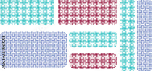 Seamless woven pattern set rounded rectangle shapes
