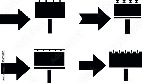 step-by-step billboard installation process flat design vector illustration