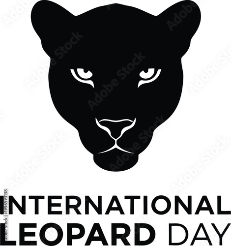 Black panther head icon for International Leopard Day celebration design