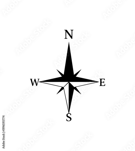 Minimalist Black and White Compass Vector Icon