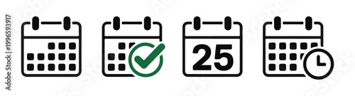 Calendar vector icon set for web page and mobile application design vector illustration calendar symbol icon.