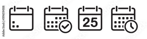 Calendar vector icon set for web page and mobile application design vector illustration calendar symbol icon.