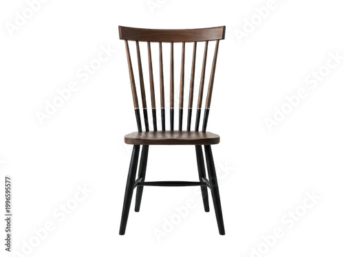Fotografía Elegant mid-century modern dark walnut and black spindle back dining chair isola