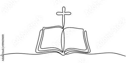 Holy bible with a christian cross on the cover book religion faith in white background