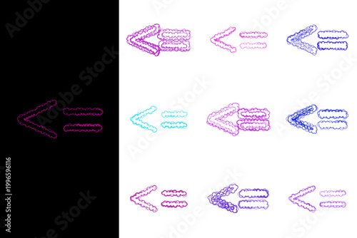 Set of colorful less than or equal to symbols for programming logic and math education