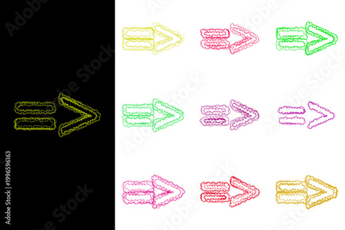 Colorful Hand Drawn Fat Arrow Function Icons for Scripting Code and Software Development Graphics