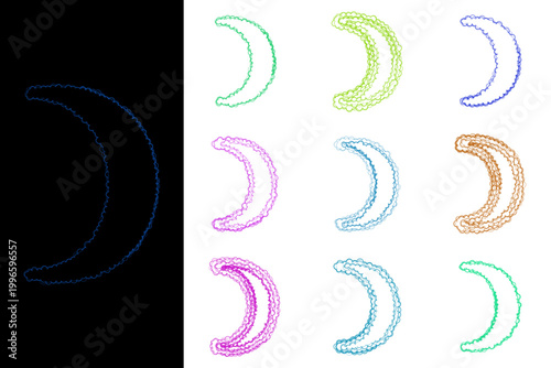 Whimsical Hand Drawn Crescent Moon Icons Set for Nursery Decor and Planner Stickers