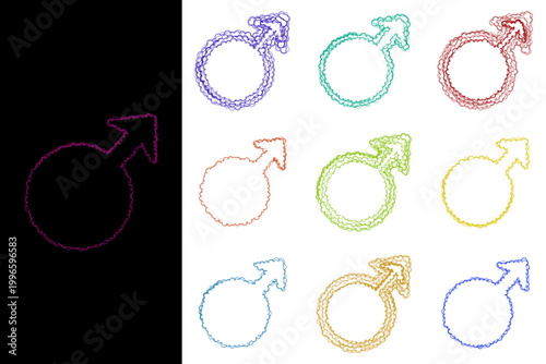 Artistic Hand Drawn Colorful Male Gender Symbols for Inclusive Masculinity and Pride